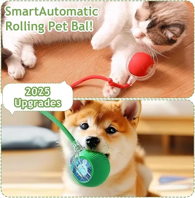 2026 New Motion Activated Cat Balls,Interactive Cat Toys for Indoor Cats with 360° Smart Automatic Rolling Moving for Bored Pet Cats Dogs. (Green)