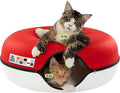 Cattasaurus Peekaboo Cat Cave, Extra Spacious for Multiple & Large Cats 12+ lbs, Scratch Detachable Cat Beds for Indoor Cats, Washable Tunnel Bed, Comfy Donut Tunnel (Ruby Snowball, Jumbo)