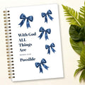 Bible Journal Spiral Notebook, Coquette Blue Bow Bible Study Supplies, Christian Gifts for Women Girls, 5.5x8.3 Inch - A02
