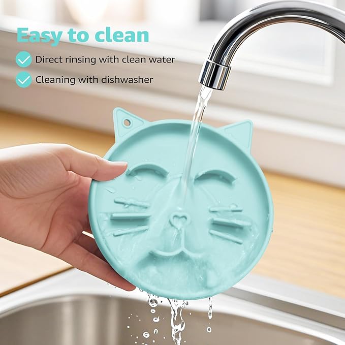 Coomazy Silicone Slow Feeder Dog Cat Bowls, Interactive Puzzle Toy for Pets Dry/Wet Food Training, Keeps Dogs Cats Busy, Prevents Puppy Kitty Overeating (Cyan, 0.8 Cup)