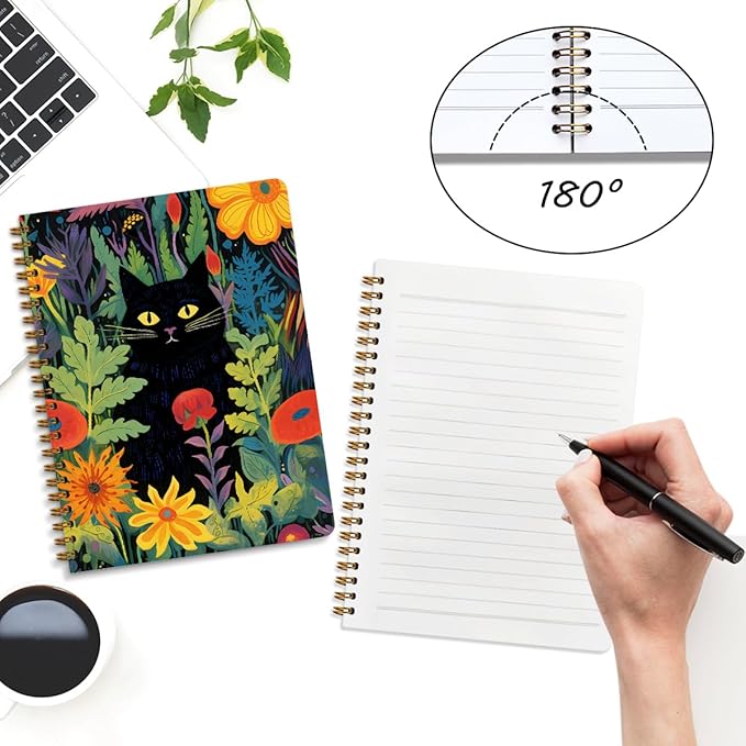 2 Packs Cat Spiral Notebook Aesthetic College Ruled Journaling Notebooks Cat Themed Gifts for Women Teacher Her Colleagues Cute Hardcover Notebook Journals for Writing Classroom Office Home Supplies
