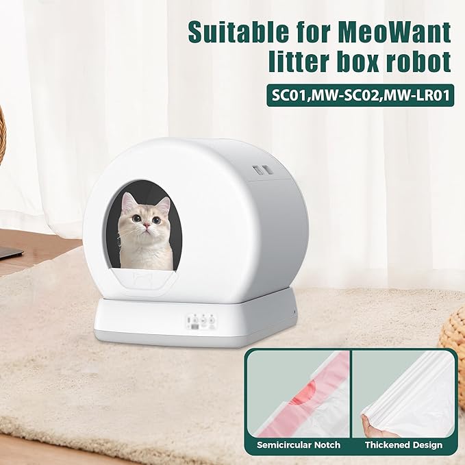 100 Count Cat Litter Box Liners Bag Compatible with MW-SC01/MW-SC02/MW-LR01,Self-Cleaning Cat Litter Box Liners Bags,Thick Drawstring Litter Liners Compatible with Automatic Box Heavy Duty-18"*13"