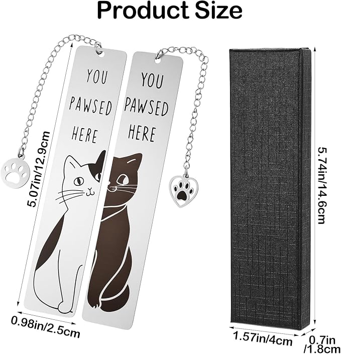 2PCS Cute Cat Book Marks Cats Themed Gifts Book Marks Metal Cat Bookmarks Funny Aesthetics Animal Bookmarks Reading Accessories for Books Lover Women Stocking Stuffers Books Club