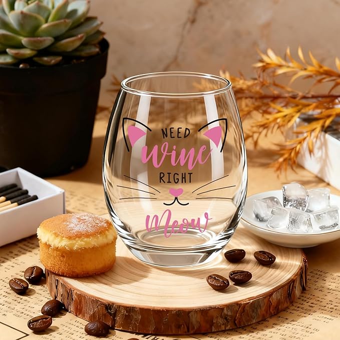 Funny Cat Lover Wine Glasses Gift for Him,Her, Women, Men, Wife, Sister, Bff, Friends, It's Not Drinking Alone, Engagement or Bridal Shower Gift for Cats Lovers, Set of 2 Stemless Wine Glasses -29