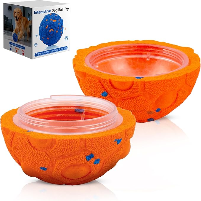 Newget Interactive Dog Toy Ball Replacement Shell, Chew-Resistant E-TPU Durable Cover for Medium & Large Dogs, Spare Outer for Smart Rolling & Bouncing Balls, Orange (No Ball Core)