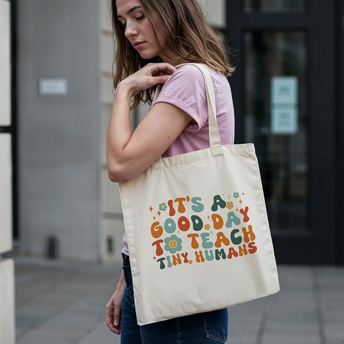 bmuvghi Teacher Appreciation Gifts Canvas Tote Bag Reusable Shopping Grocery Bags Birthday Gift for Teachers Women