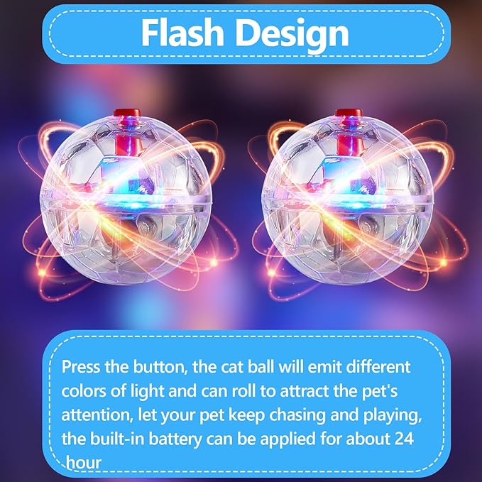 Frienda 4 Pieces Ghost Hunting Cat Ball Motion Light up Cat Balls LED Motion Activated Pet Ball Motion Light up Interactive Toys Pet Glowing Mini Running Exercise Ball Toys (Transparent)