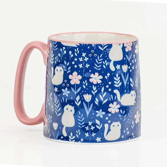 10 Strawberry Street Bella Mug, Curious Kitty, Set of 4