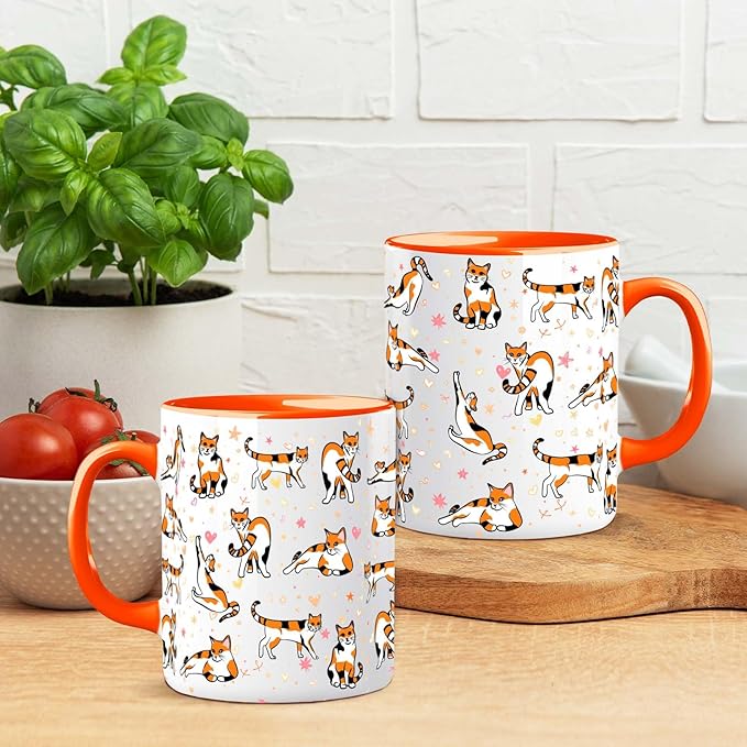 Calico Cat Mug 11 Oz Cute Ceramic Coffee Tea Cup for Women, Funny Cats Lover Gift for Christmas, Birthday, Housewarming - Gifts for Her, Mom, Cat Ladies, Kids and Friends