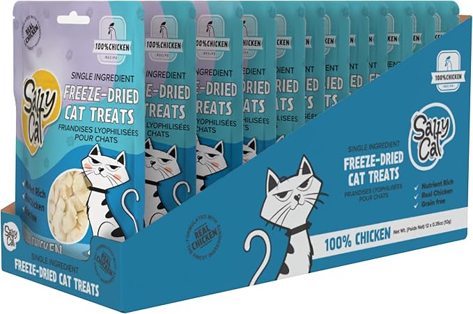Salty Cat Natural Freeze-Dried Chicken Cat Treats, 10g Bag (12 Packs)