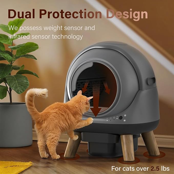 Self Cleaning Litter Box for Cats, G1 Automatic Cat Litter Box with Smart APP Control, Includes 2 Roll Trash Bag and Litter Mat