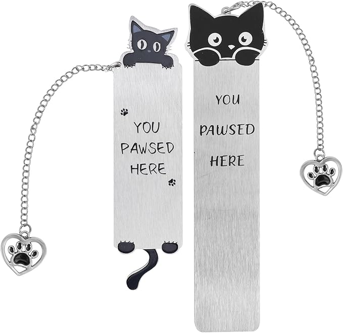 2pcs Cat Bookmarks for Women, Cute Bookmark Aesthetic Gifts Reading Accessories Funny Cat Lover Gifts for Book Lovers Teens Kids Boys & Girls