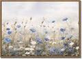 Vintage Floral Wall Art Blue White Flower Canvas Art Prints Wildflower Pictures Wall Decor Nature Landscape Oil Painting Framed Botanical Artwork for Girls Room Bedroom Farmhouse Decoration, 20''x28''