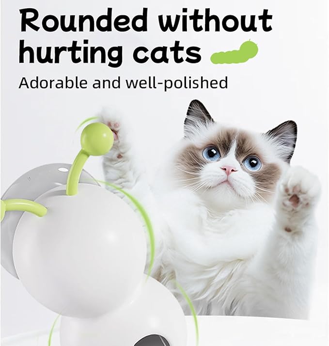 Whack a Worm Cat Toy, Interactive Whack a Worm Post Cat Toy with Smart Sensor, Moving Caterpillar Cat Toy with Suction Cup, USB Rechargeable Interactive Cat Toys for Indoor Cats (1)