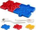 HowGo Puzzle Slow Feeder Lick Mat for Dogs, 38+ Suction Cups|Non-Slip Heavy Duty Maze Enrichment Bowl BPA-Free Silicone|Reduce Boredom Anxiety Free Combination (2PCs, Blue&Red)