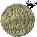 Cat Knitted Bed Mat, Extra-Soft Washable Warm Round Pads Cushions for Indoor Kittens, Cat Trees Towers, Perfect for Kneading and Sleeping (Green,Small)