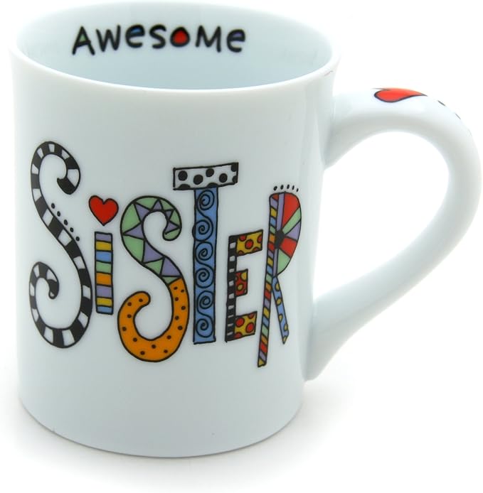 Our Name is Mud “Awesome Sister” Cuppa Doodle Porcelain Mug, 16 oz.