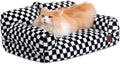 Hollypet Fluffy Dog Cat Bed Pet Couch Beds Plush Soft Warming Washable Puppy Bed for Small Medium Dogs and Large Cats, Black and White, 24" L x 18" W x 10" Th