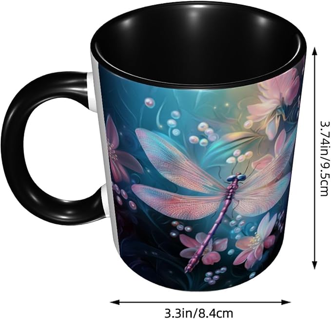 Dragonfly Coffee Mug 11oz Ceramic Tea Cup With Handle Funny Porcelain Mugs for Women Dishwasher Microwave Safe
