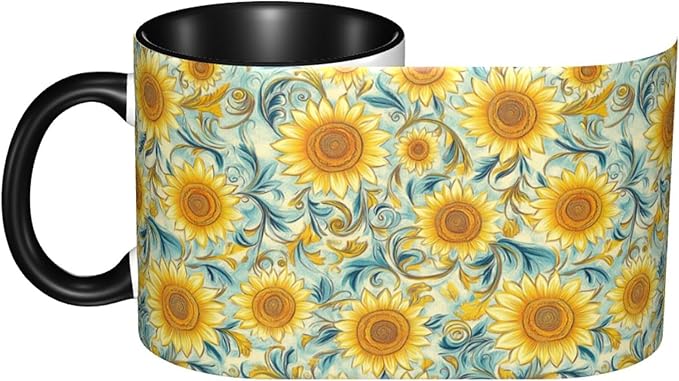 Sunflower Coffee Mug 11oz Ceramic Tea Cup With Handle Funny Porcelain Mugs for Women Dishwasher Microwave Safe