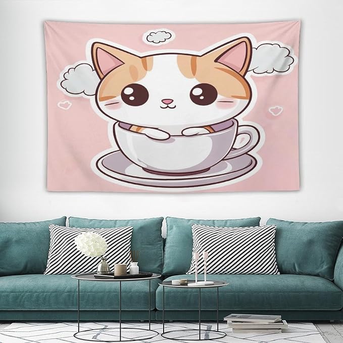 MaSiledy Tapestry's Wall Hanging Kawaii Cat Tapestry Cat Lover Gifts Bedroom Tapestries Wall Decor for Bedroom Living Room Dorm 60"x90" Wall Hanging for Home Decor Bedroom Living Room Dorm Decor