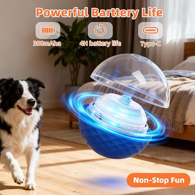 Interactive Dog Toy, Wicked Ball AIR, Automatic Moving, Bouncing, and Rotating, E-TPU Material, IPX7 Waterproof Rating, Active Rolling Ball for Medium and Large Dogs (Orange+Blue)
