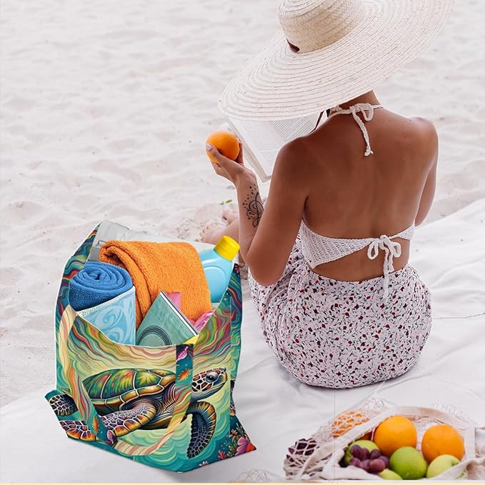 Hanamiya Na Tote Bag with Zipper Pockets, Tote Bag Reusable Shopping Grocery Bags Birthday Gifts for Women, Weekender Bags