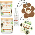 One Fur All Value Pack, Pet Friendly Candles, Concentrated Room Spray and Car Air Freshener, Long Lasting Plant-Based Pet Odor Candles for Home, Evergreen Forest