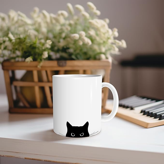 OFlich Black Cat Coffee Mug - Black Cat Gifts, Black Cat Mug, Cat Mugs For Cat Lovers Women, Cat Gifts For Cat Lovers, Cat Gifts For Women Girls, 11oz Ceramic Coffee Mug