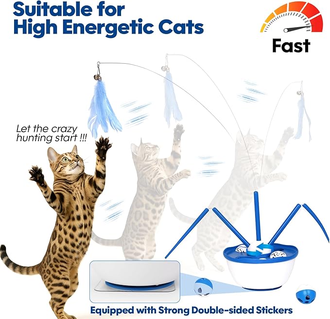 Automatic Cat Wand Toy Interactive Cat Toy Catnip Balls 7in1 Detachable Cat Toys for Bored Indoor Adult Cats Rechargeable Cat Interactive Toys