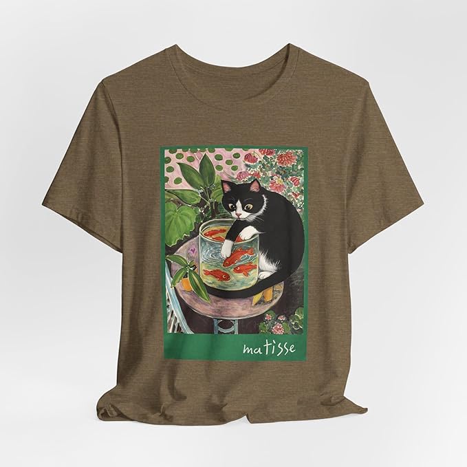 Vintage Cat Painting T Shirt, Matisse Inspired Cat Tee, Retro Art Aesthetic Shirt, Funny Cat Lover Gift