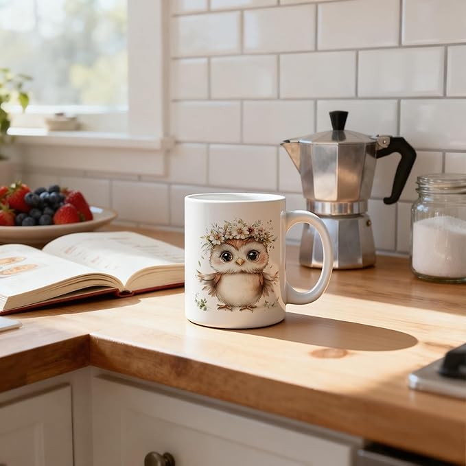 Cute Floral Owl Mug 11 oz, Owl Gifts for Women Mom, Owls Lover Gift Coffee Cups Ceramic, Bird Gifts for Women Ceramic Mug for Coffee Tea Hot Cocoa Home Office Work