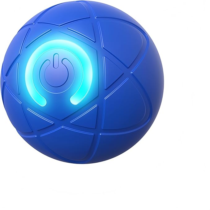 Smart Interactive Dog Ball Toy for Small Dogs and Cats, LED Light-Up, Automatic Motion Ball for Indoor Play, Blue, 2.1inch