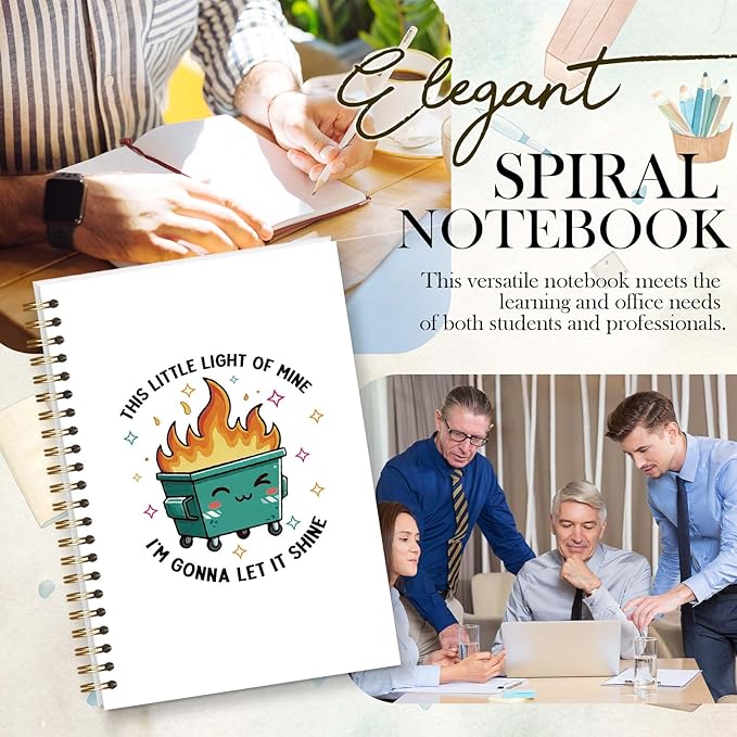 Postive Affirmation Spiral Notebook, Funny Dumpster Gifts for Coworkers, This Little Light of Mine I'm Gonna Let It Shine, 5.5x8.3 Inch - A07