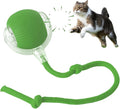 Silicone Cat Ball Toy - Smart Automatic Rolling Toy for Indoor Pets - Electric Cat Toy Ball with Tail with Motion-Activated, Fast Self-Rolling for Bored Cats & Dogs (Green)