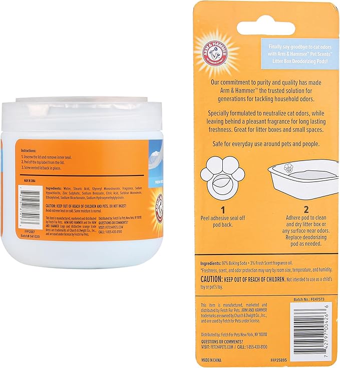 Arm & Hammer Fresh Breeze Pet Odor Control Bundle – Gel Odor Eliminator (15 oz) & Cat Litter Box Deodorizing Pods (2 Count) – Air Freshener & Odor Absorber for Home and Litter Areas