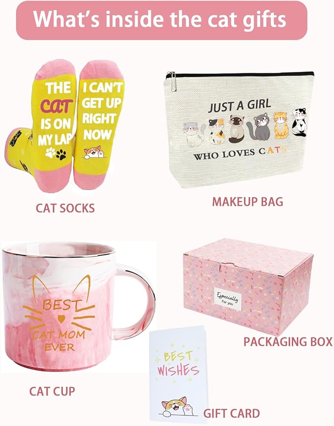 Cat Lover Gifts For Women, Gift for Cats Mom, Birthday Gifts for Women, for Mother's Day, Birthday