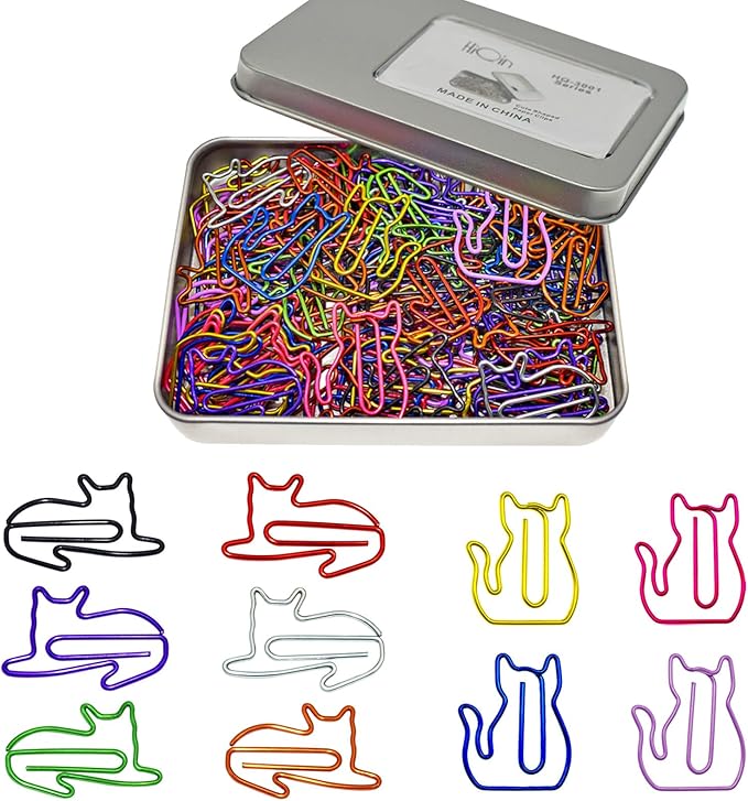 100 pcs Cat Paper Clips Cute Decorative Paperclips, Cat Lover Gifts for Women, Fun Office Supplies for Cat Lovers