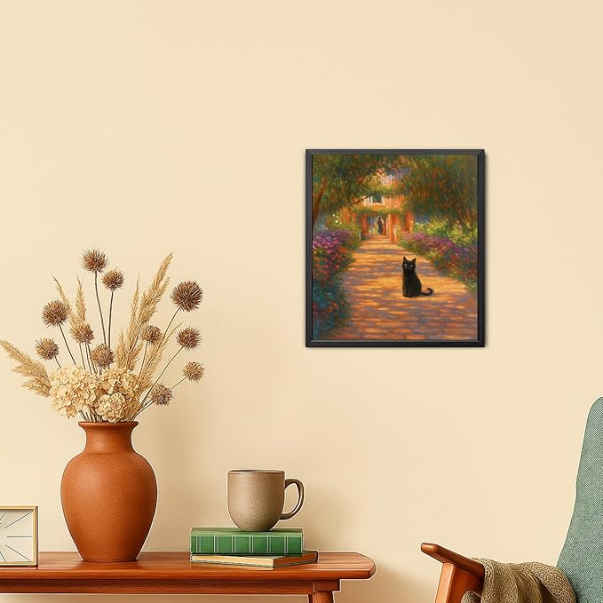 Madewell Living Van Gogh Starry Night with Funny Cat Canvas Print Wall Art - Ready to Hang, Waterproof Living Room & Bedroom Decor