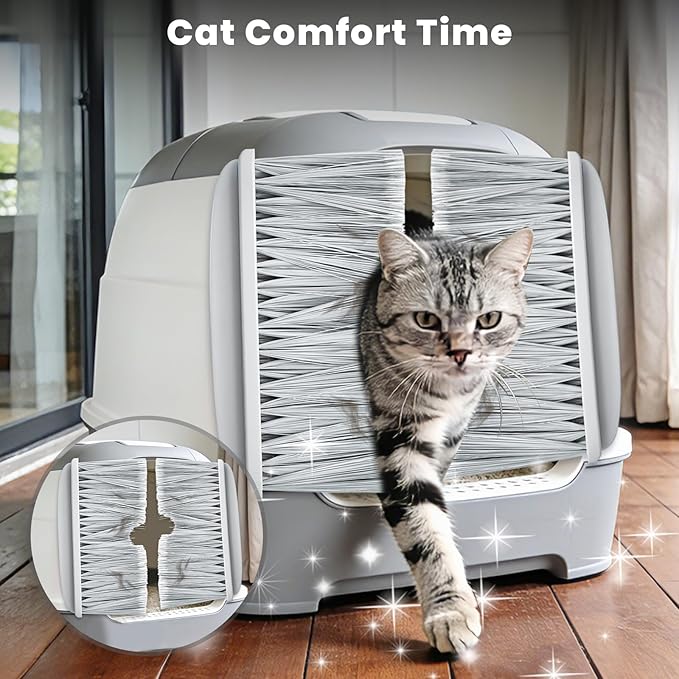 Cat Litter Mat Broom for Litter and Cat Hair Remove, Self-Cleaning Fur Catcher, Easy to Clean Litter Box Accessories for Cat Doors and Indoor Doorways
