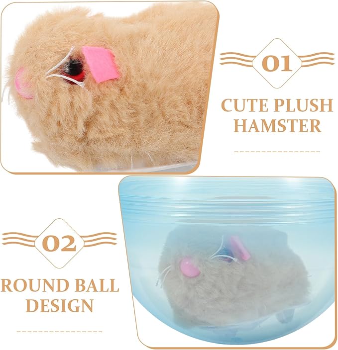 ibasenice 2pcs Interactive Cat Toy Running Ball, Electronic Hamster Ball for Cats, Automatic Teaser, Multi-Color, 9.44x4.72inch