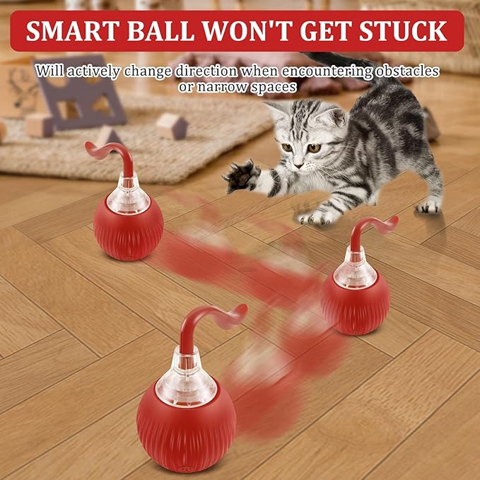 Interactive Cat Toy Ball 3 Modes Cat Moving Ball Smart Timing Cat Rolling Ball Anti Bite Smart Cat Ball Toy Compact Interactive Cat Ball Interactive Rolling Dog Ball for Dogs Cats