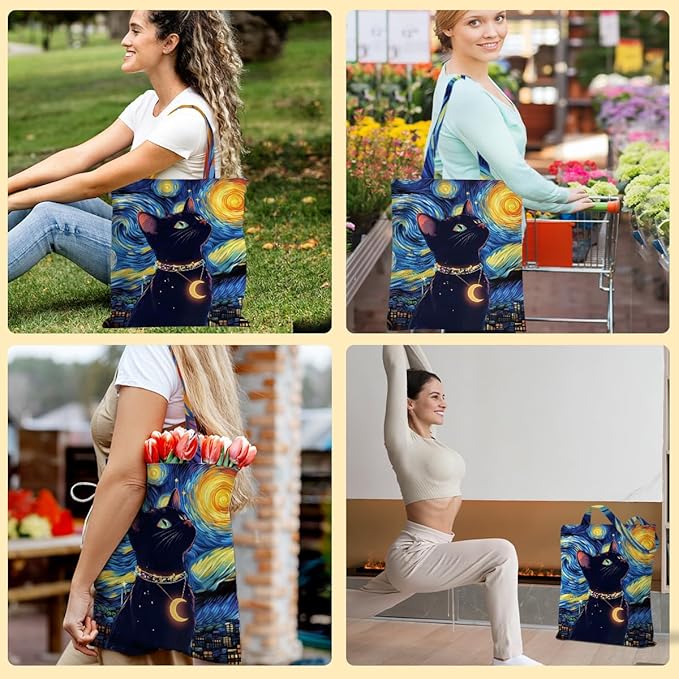 Hanamiya Na Tote Bag with Zipper Pockets, Tote Bag Reusable Shopping Grocery Bags Birthday Gifts for Women, Weekender Bags