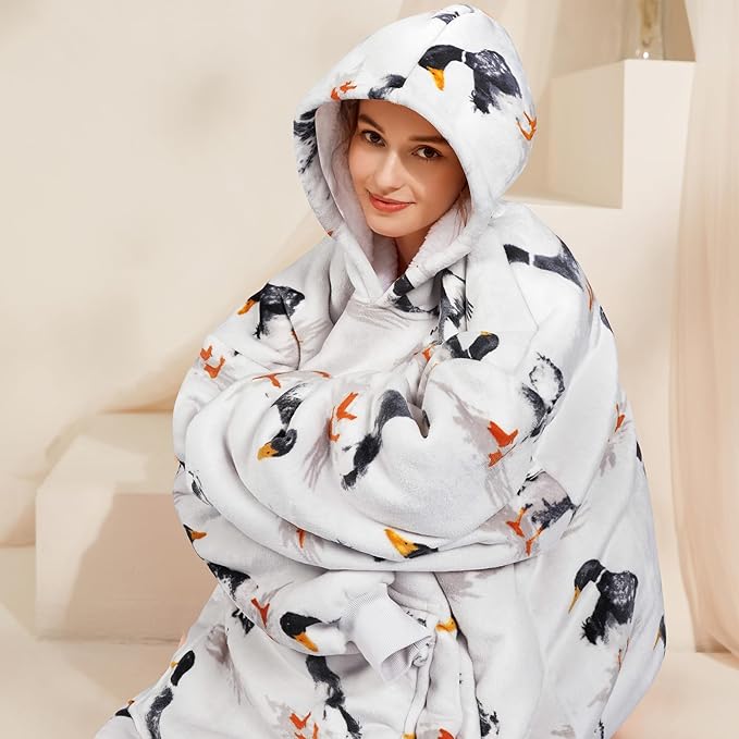 Narecte Cozy Oversized Blanket Hoodie Wearable Blanket Adults Soft Hooded Blanket Hoodie Birthday Gifts for Women Christmas