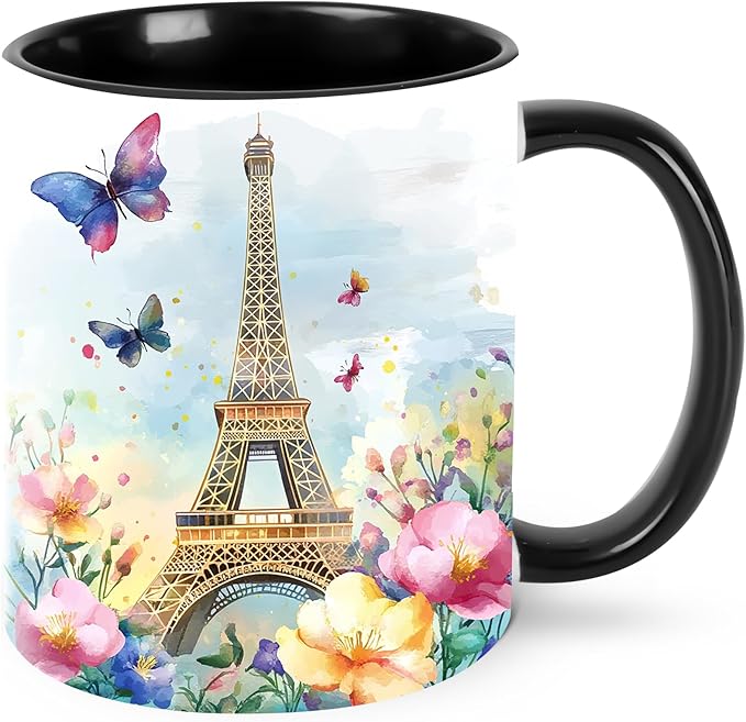 Paris Eiffel Tower Coffee Mug 11oz Ceramic Tea Cup With Handle Funny Porcelain Mugs for Women Dishwasher Microwave Safe