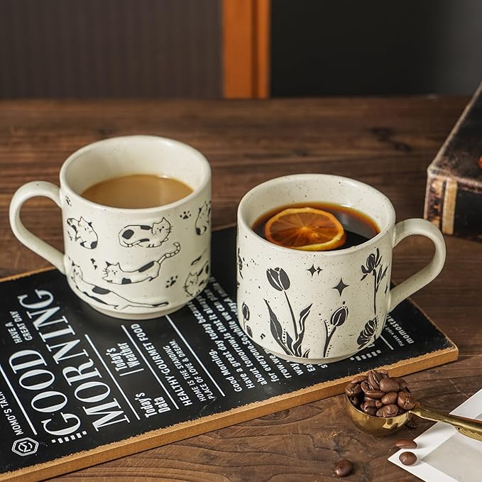 fall mug coffee mugs novelty ceramic espresso japanese tea cups latte teacup stoneware microwave safe vintage taza de cafe bonitas espresso cup with handle aesthetic floral (Line Art Expressions)