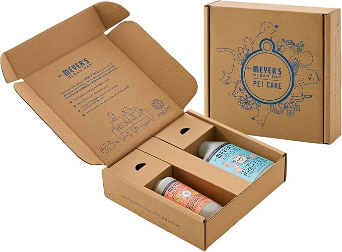 Mrs. MEYER'S Clean Day Cat Care Kit, includes Cat Deodorizing Spritz - White Peach and Pet Stain & Odor Fighter - Coconut Leaf