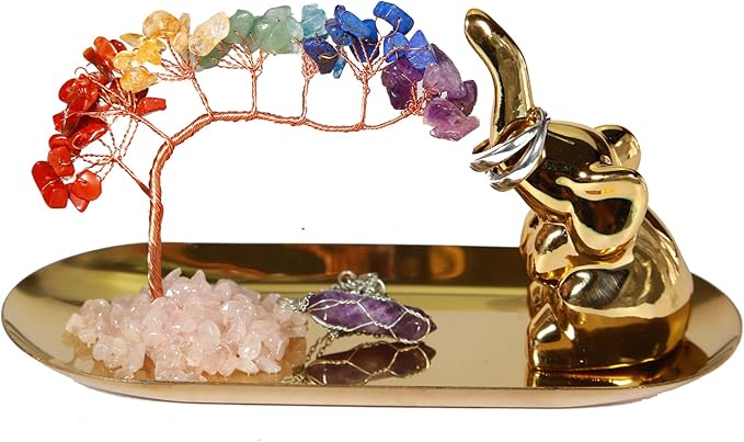 Carselage Ring Holder for Jewelry, Elephant Gifts for Women Christmas, Ring Dish Earring Organizer Trinket Small Tray, Cute Office Desk Accessories Decoration, Wedding Gift for Bridesmaid (Gold)