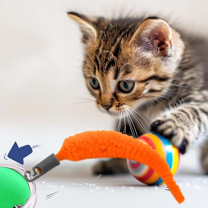 BOXOB 5pcs Cat Ball Toy Replacement Tails, Interactive Cat Toy Accessories Attachments Automatic Moving Ball Worm Refills Rope Compatible with 2.0 (Red)