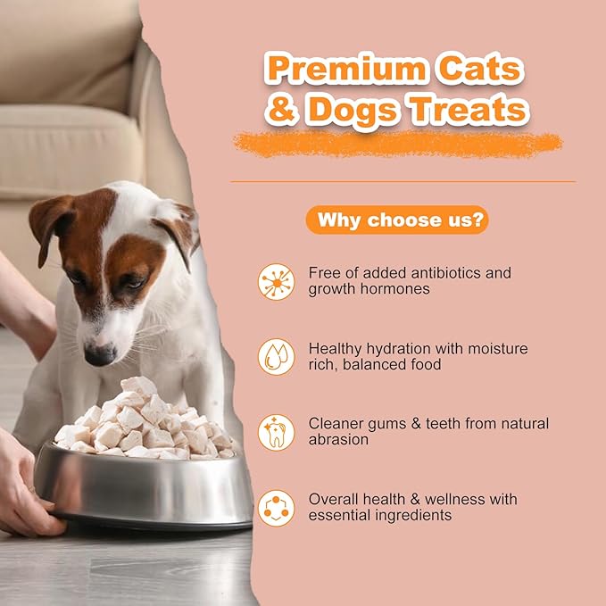 Freeze Dried Chicken Breast for Cats & Dogs – High Protein Training Treats, Single Ingredient, Easy to Digest, Healthy Pet Snacks,Grain Free (4oz)